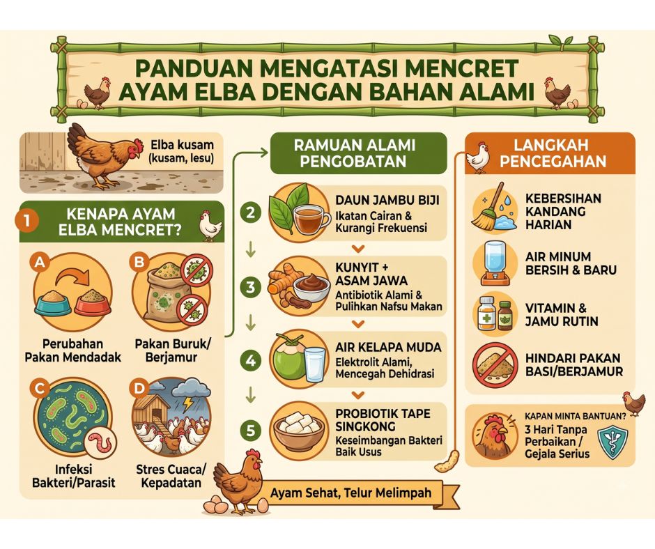 Penyebab Ayam Elba Mencret dan Cara Mengatasinya dengan Obat Alami