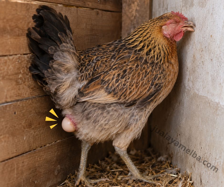 produksi telur ayam elba - ilustrasi seekor ayam elba sedang bertelur